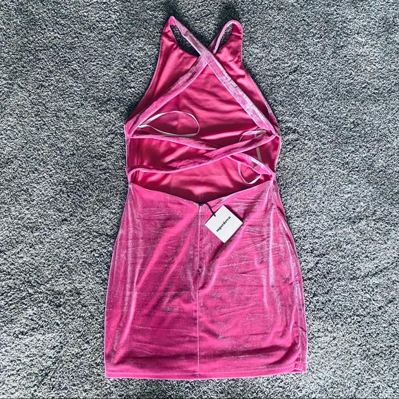 NWT Superdown Arabella hot pink velvet strappy mini dress - Picture 7 of 16
